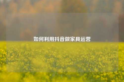 如何利用抖音做家具运营